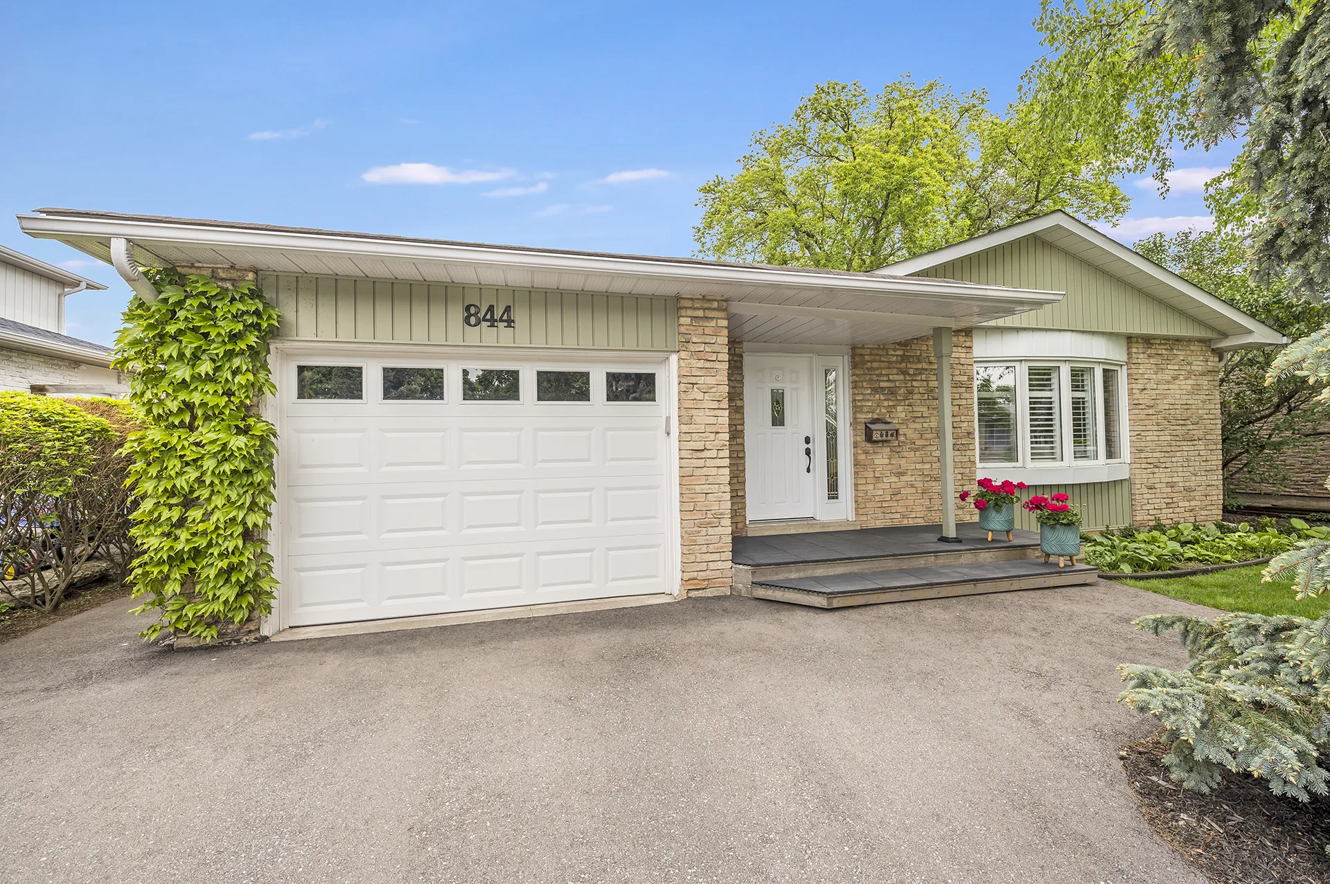Front of a bungalow with a double garage